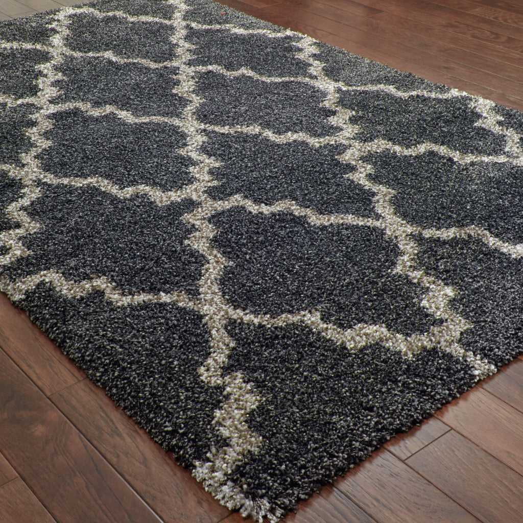 Oriental Weavers Henderson 092K1 Gray Rectangle Indoor Area Rug - Luxurious Stain Resistant Shag Rug with Geometric Design
