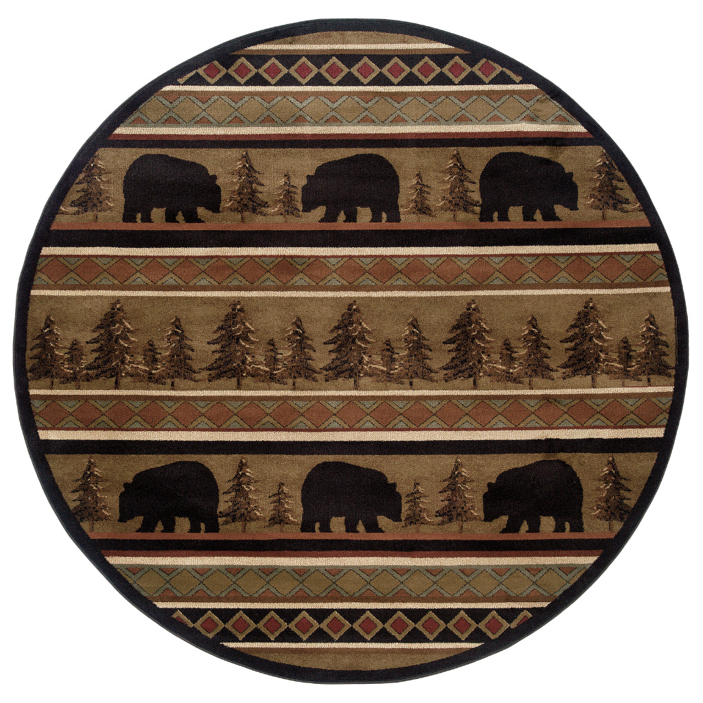 Oriental Weavers Hudson 1066A Multicolor Round Indoor Area Rug - Elegant Stain Resistant Novelty Style Dinning Room Rug-