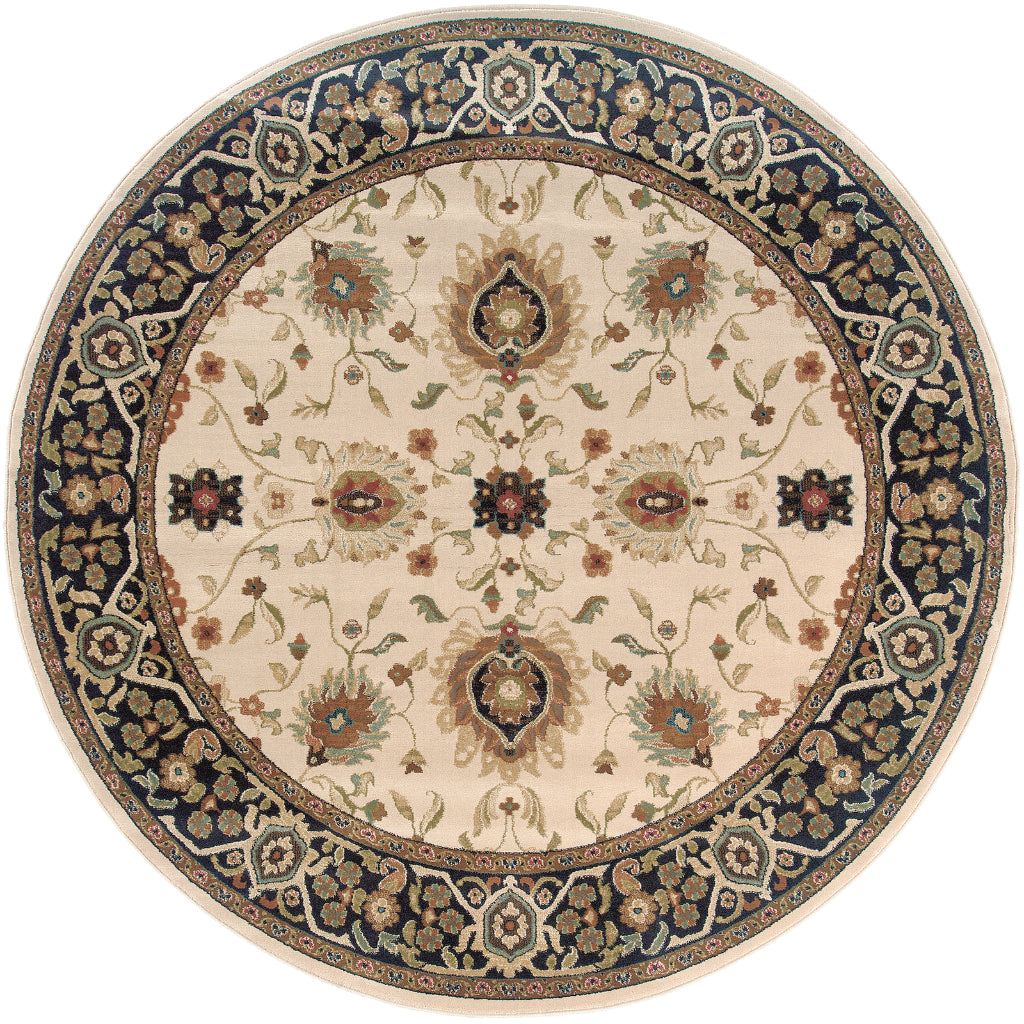 Oriental Weavers Hudson 1338C Multicolor Round Indoor Area Rug - Elegant Stain Resistant Persian Style Dinning Room Rug