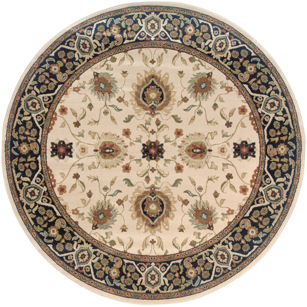 Oriental Weavers Hudson 1338C Multicolor Round Indoor Area Rug - Elegant Stain Resistant Persian Style Dinning Room Rug-