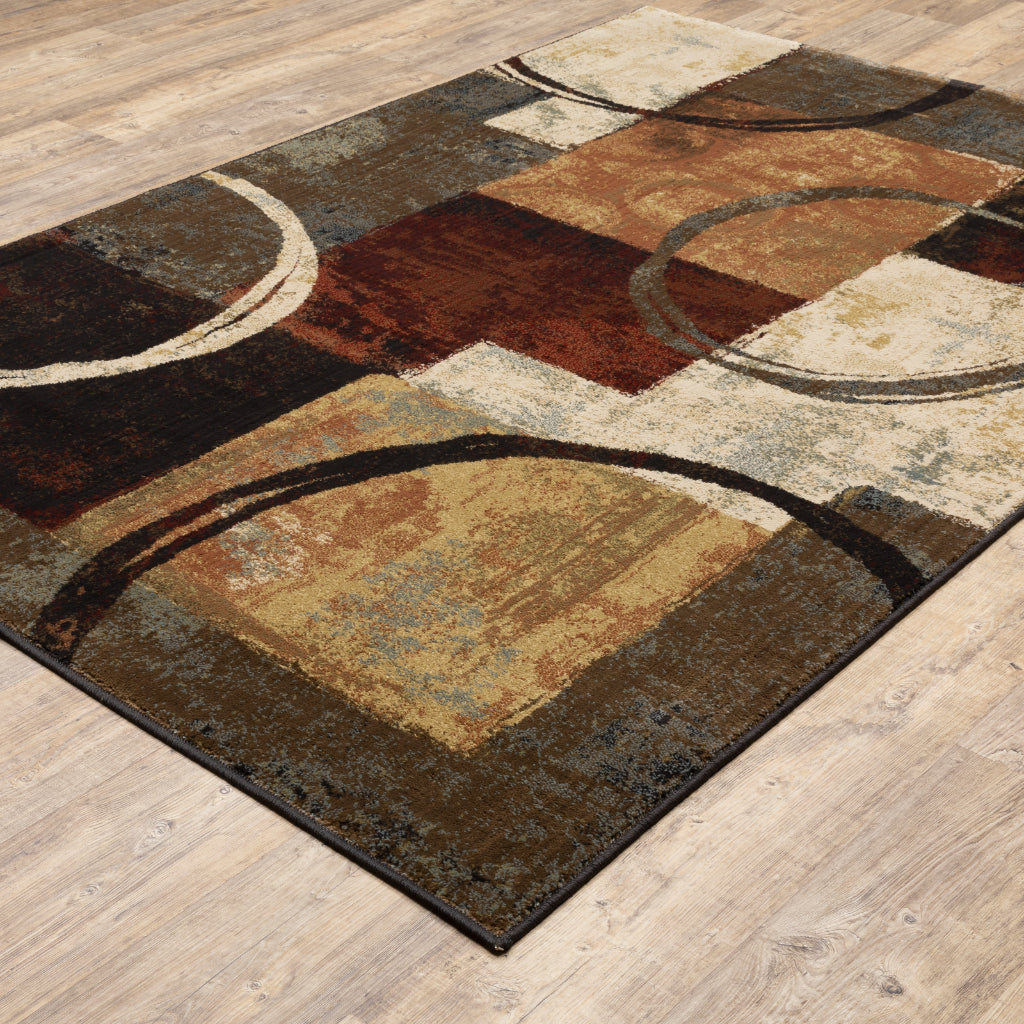 Oriental Weavers Hudson 2544B Multicolor Rectangle Indoor Area Rug - Elegant Stain Resistant Geometric Rug