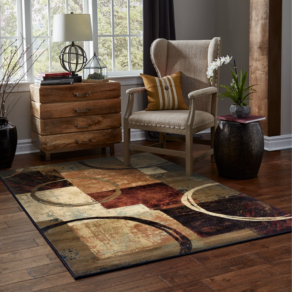 Oriental Weavers Hudson 2544B Multicolor Rectangle Indoor Area Rug - Elegant Stain Resistant Geometric Rug