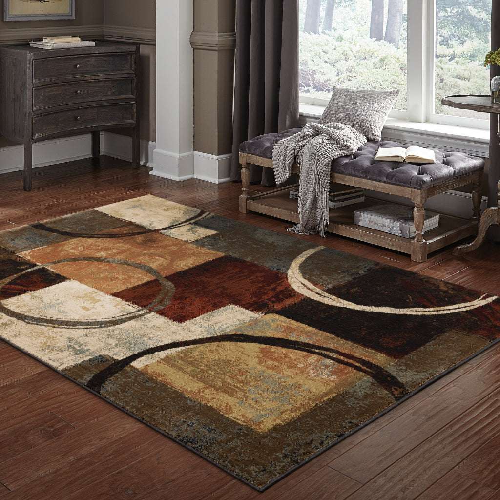 Oriental Weavers Hudson 2544B Multicolor Rectangle Indoor Area Rug - Elegant Stain Resistant Geometric Rug