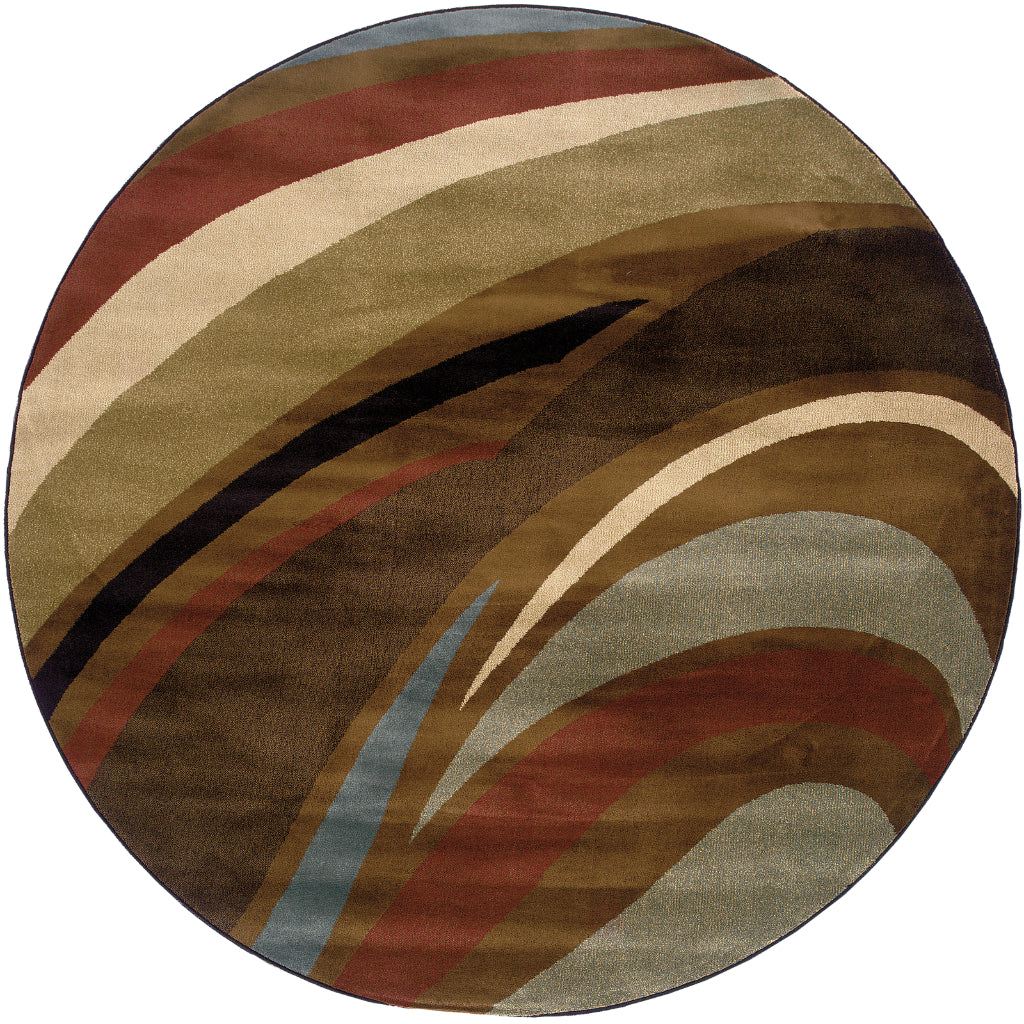 Oriental Weavers Hudson 2666F Multicolor Round Indoor Area Rug - Elegant Stain Resistant Abstract Style Dinning Room Rug