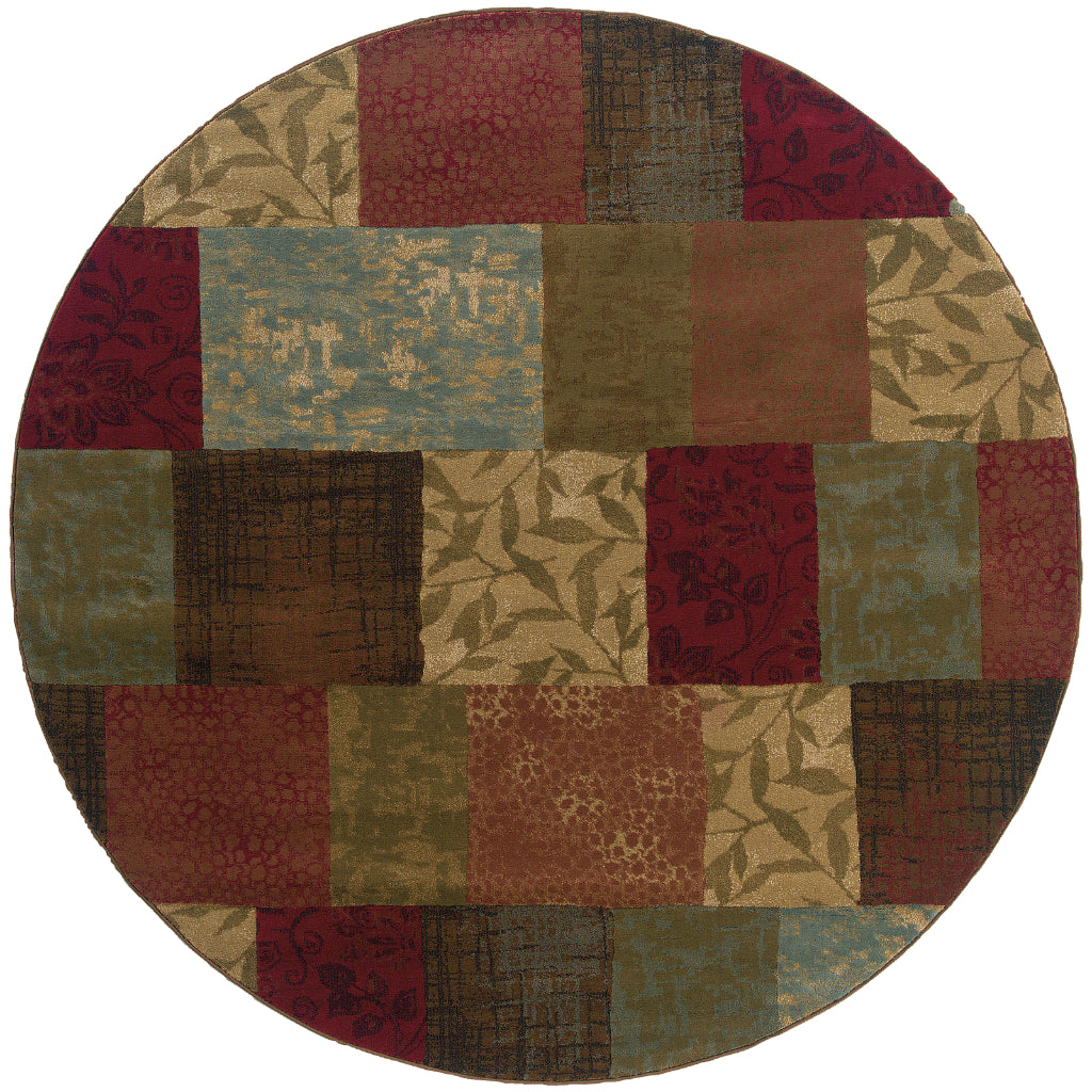Oriental Weavers Hudson 030C1 Multicolor Round Indoor Area Rug - Elegant Stain Resistant Geometric Dinning Room Rug-