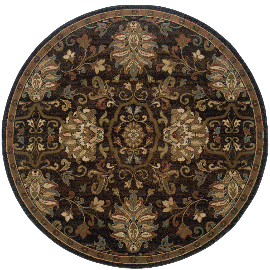Oriental Weavers Hudson 042G1 Multicolor Round Indoor Area Rug - Elegant Stain Resistant Vintage Style Dinning Room Rug-
