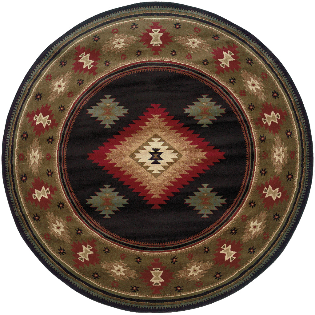 Oriental Weavers Hudson 087G1 Multicolor Round Indoor Area Rug - Elegant Stain Resistant Tribal Style Dinning Room Rug-
