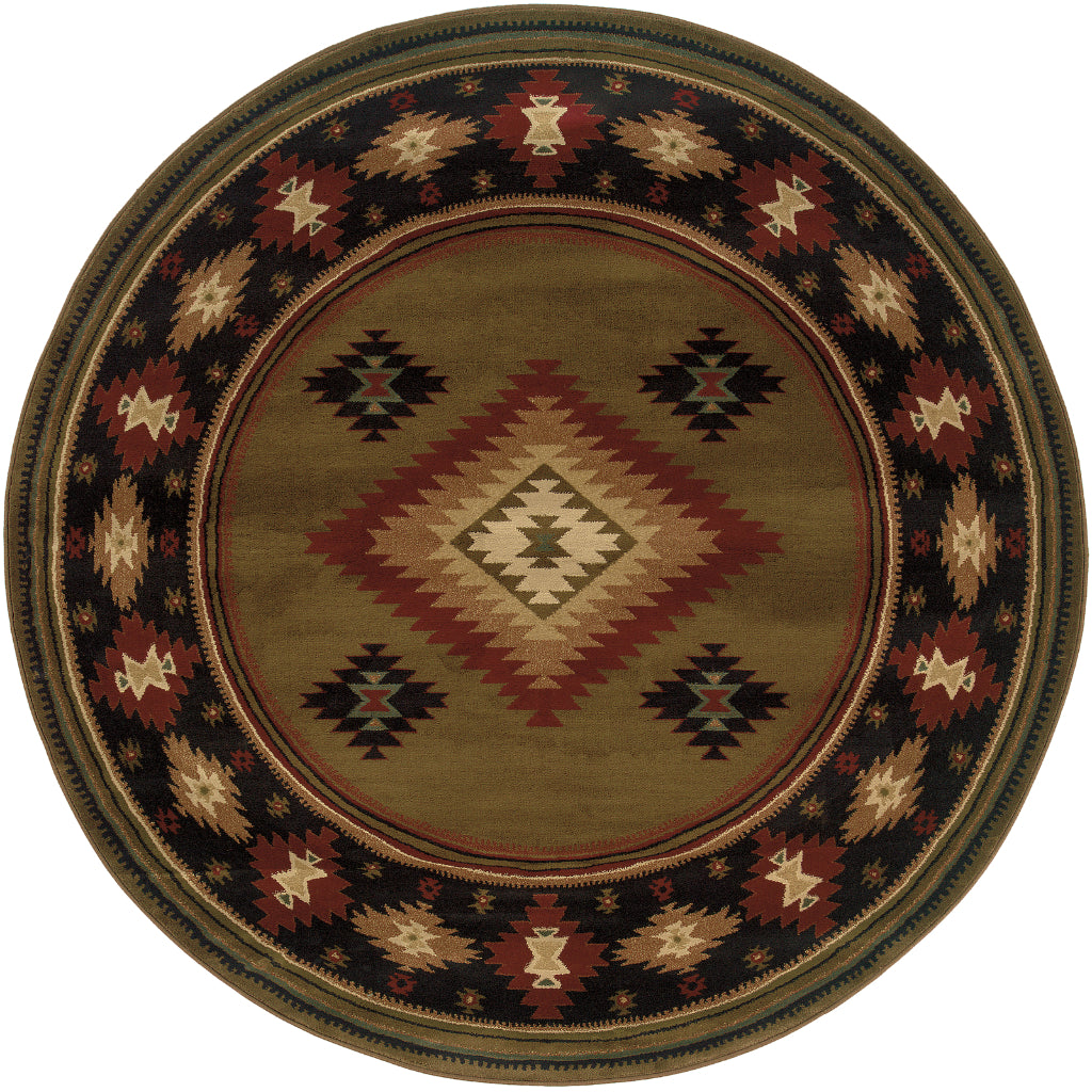 Oriental Weavers Hudson 087J1 Multicolor Round Indoor Area Rug - Elegant Stain Resistant Tribal Style Dinning Room Rug-