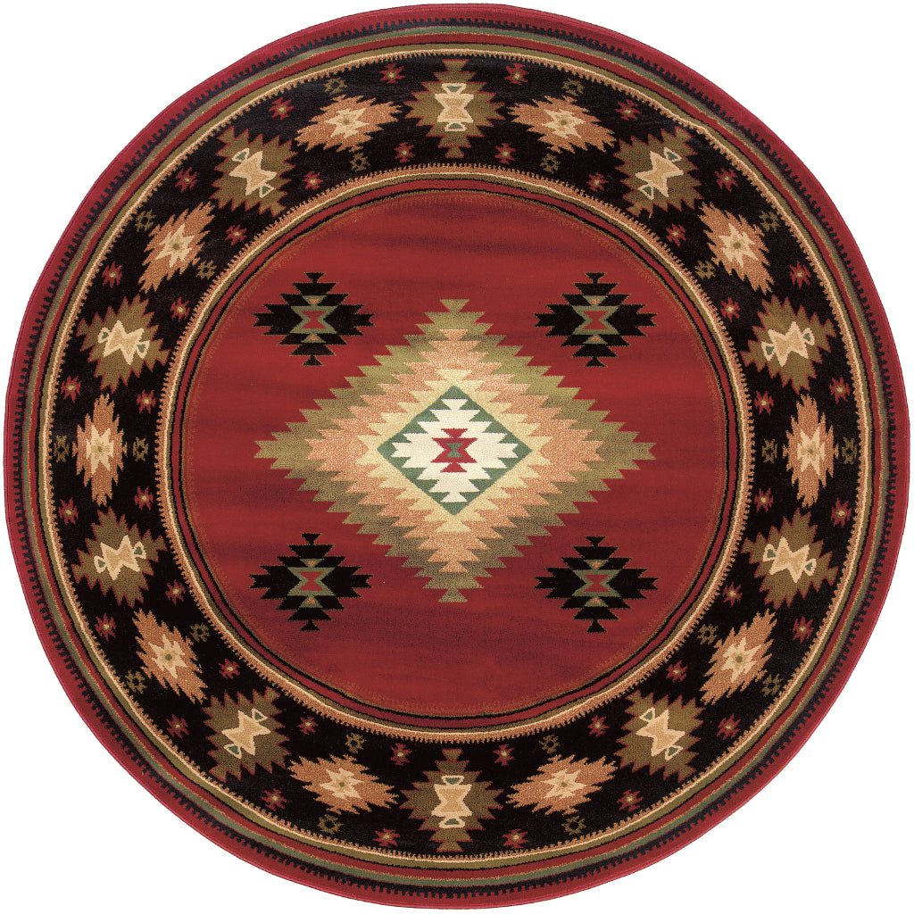 Oriental Weavers Hudson 087K1 Multicolor Round Indoor Area Rug - Elegant Stain Resistant Tribal Style Dinning Room Rug-
