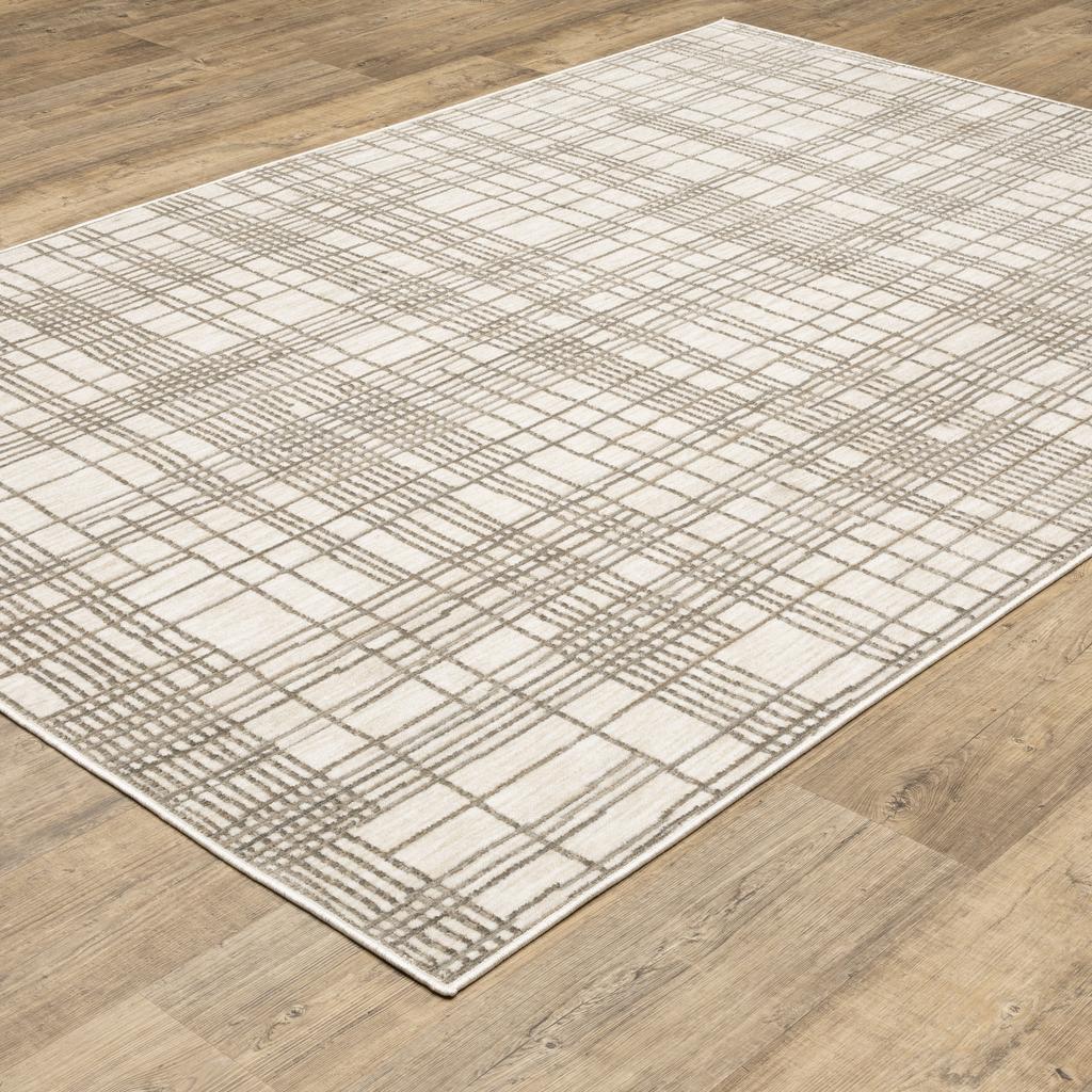 Oriental Weavers Hunter HNT01 Ivory Rectangle Indoor Area Rug Geometric Pattern-