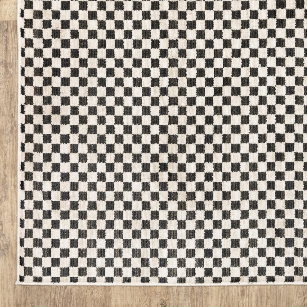 Oriental Weavers Hunter HNT02 Black Rectangle Indoor Runner Geometric Pattern-