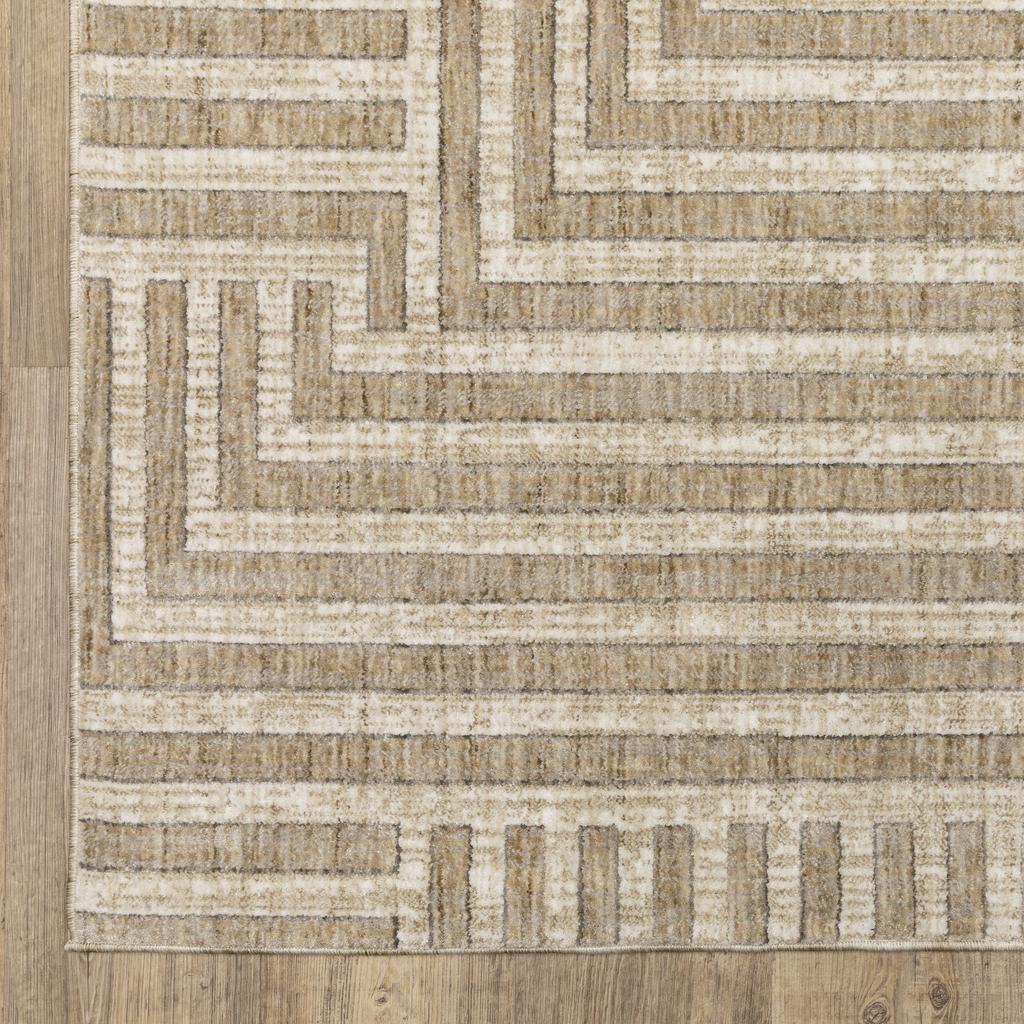 Oriental Weavers Hunter HNT03 Beige Rectangle Indoor Area Rug Geometric Pattern-