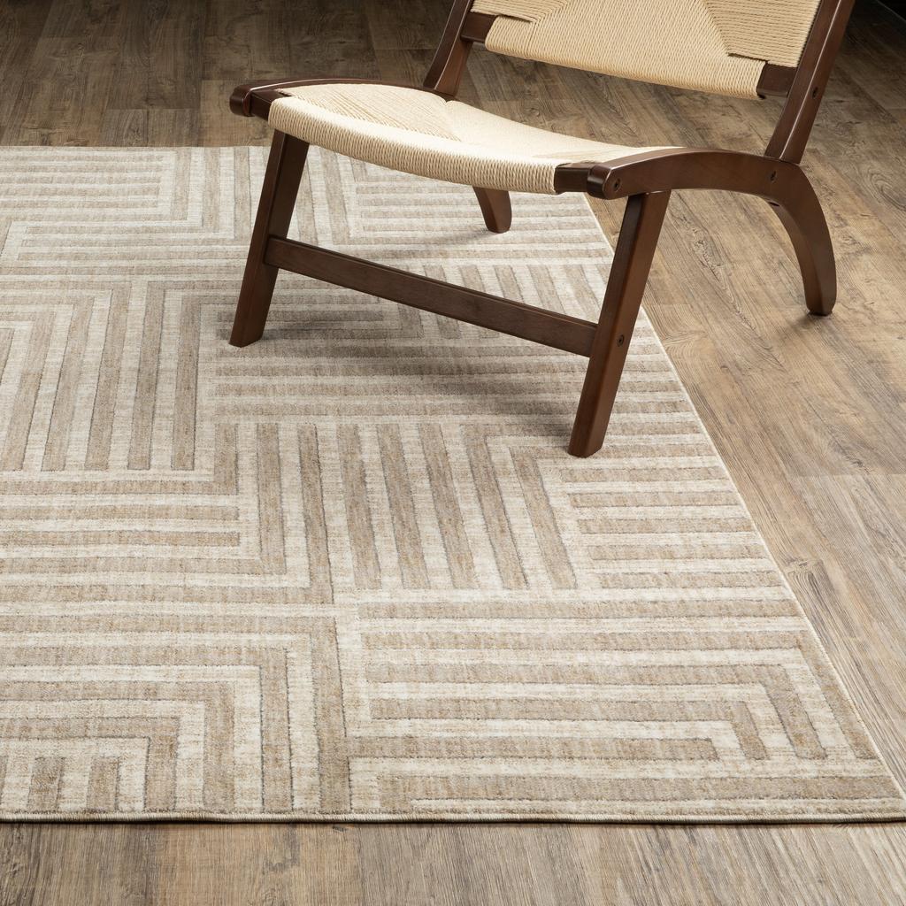 Oriental Weavers Hunter HNT03 Beige Rectangle Indoor Runner Geometric Pattern-