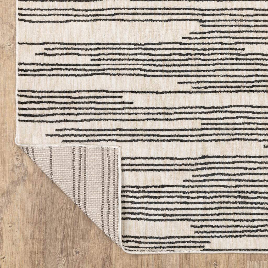 Oriental Weavers Hunter HNT04 Black Rectangle Indoor Runner Stripe Pattern-