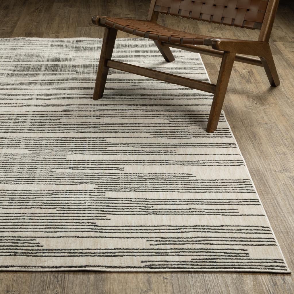 Oriental Weavers Hunter HNT04 Black Rectangle Indoor Runner Stripe Pattern-