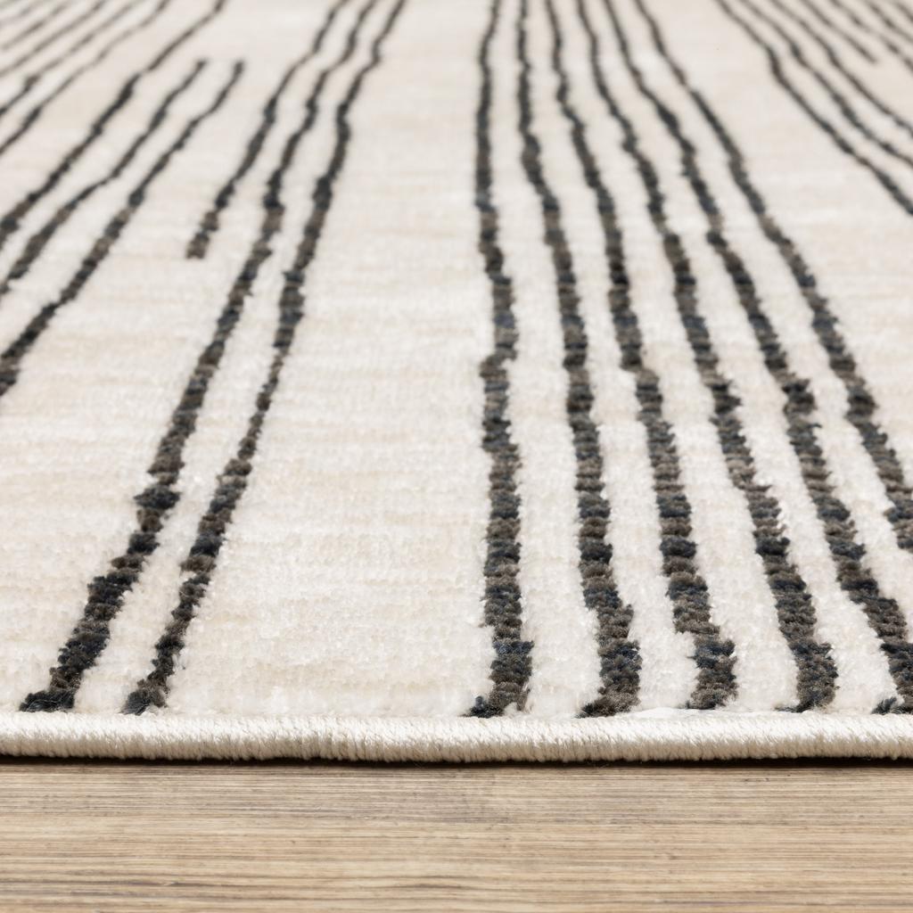Oriental Weavers Hunter HNT04 Black Rectangle Indoor Area Rug Stripe Pattern-