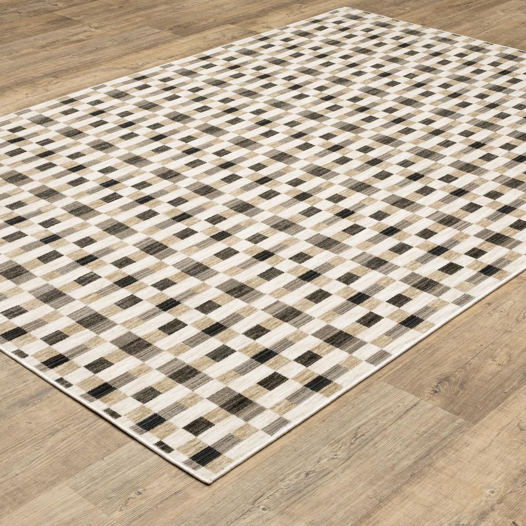 Oriental Weavers Hunter HNT05 Black Rectangle Indoor Area Rug Geometric Pattern-