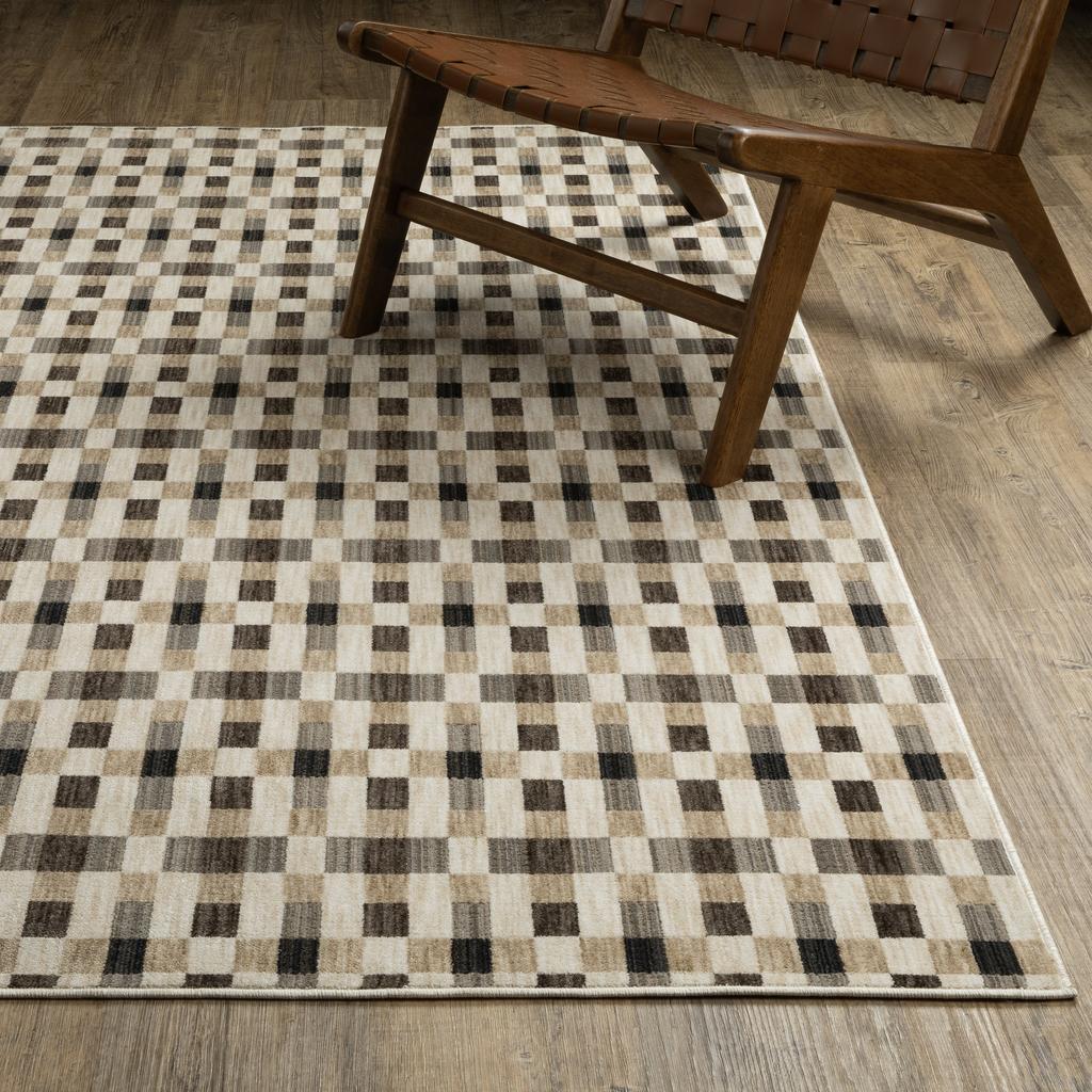 Oriental Weavers Hunter HNT05 Black Rectangle Indoor Area Rug Geometric Pattern-