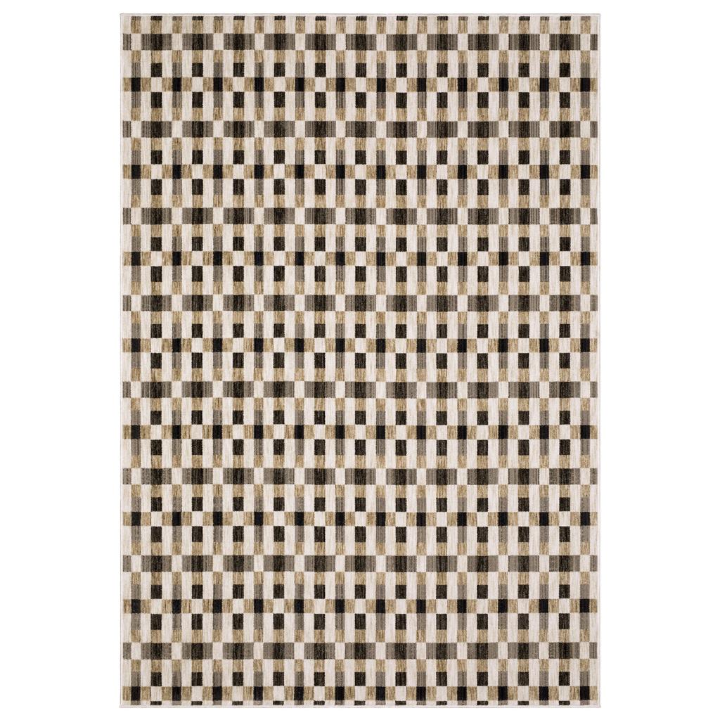 Oriental Weavers Hunter HNT05 Black Rectangle Indoor Area Rug Geometric Pattern-