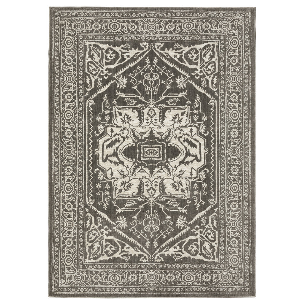 Oriental Weavers Intrigue INT04 Gray Rectangle Indoor Area Rug - Traditional Stain Resistant Low Pile Rug-