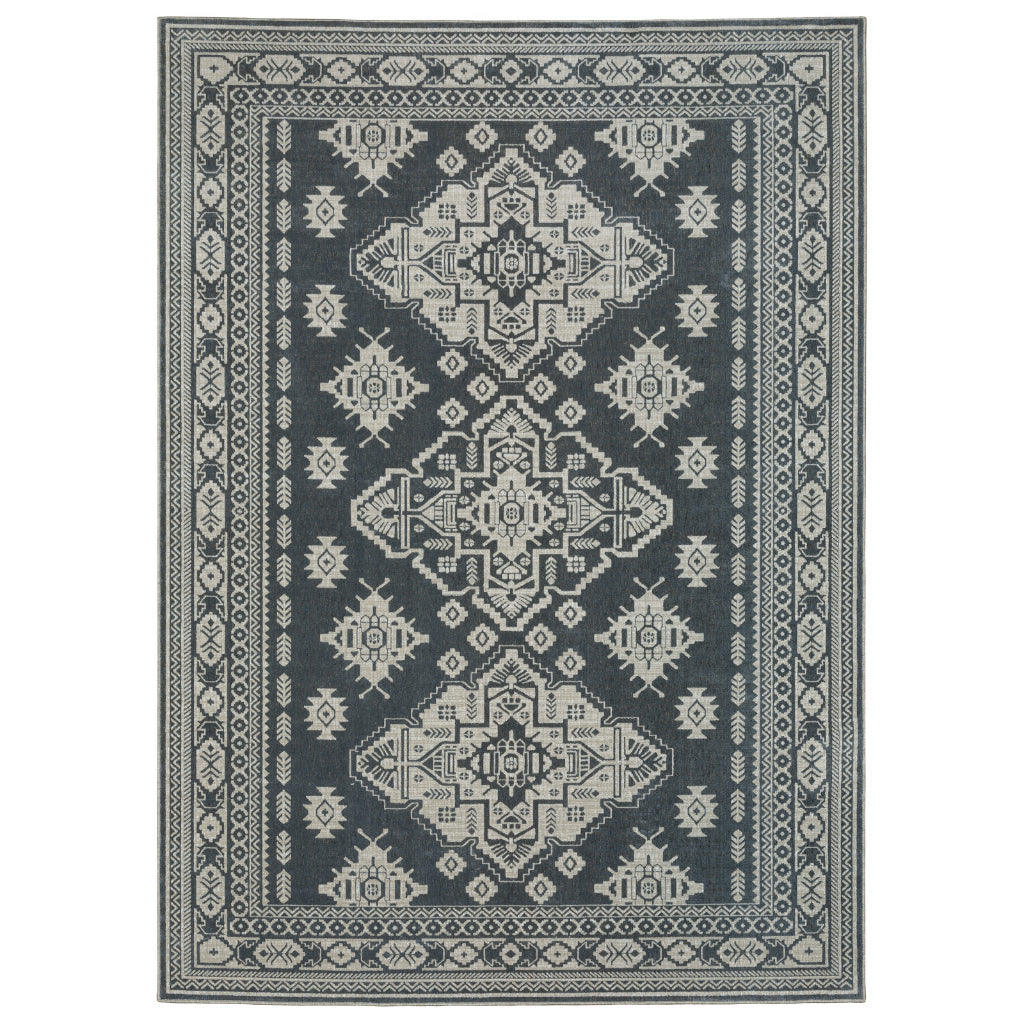 Oriental Weavers Intrigue INT05 Blue Rectangle Indoor Area Rug - Traditional Stain Resistant Low Pile Rug