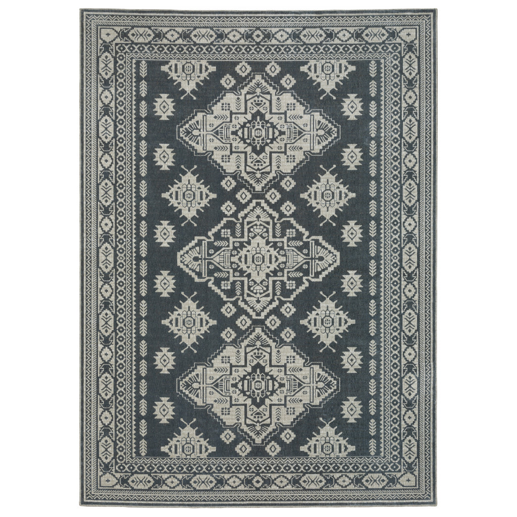 Oriental Weavers Intrigue INT05 Blue Rectangle Indoor Area Rug - Traditional Stain Resistant Low Pile Rug-