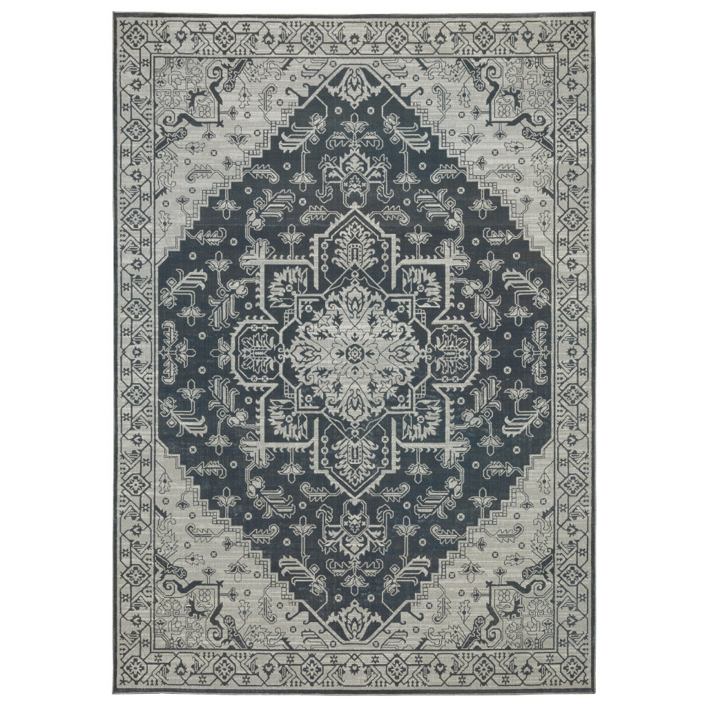 Oriental Weavers Intrigue INT07 Blue Rectangle Indoor Area Rug - Traditional Stain Resistant Low Pile Rug-