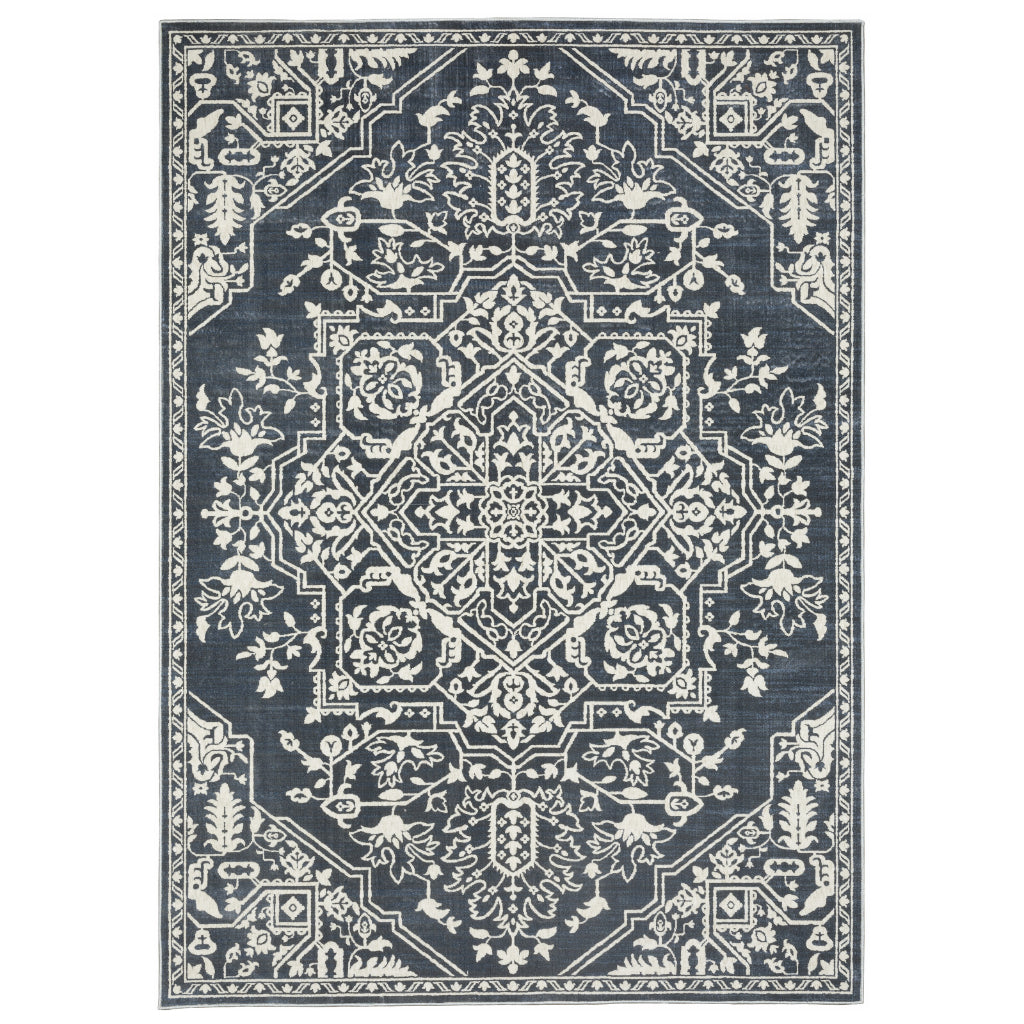Oriental Weavers Intrigue INT10 Blue Rectangle Indoor Area Rug - Traditional Stain Resistant Low Pile Rug-