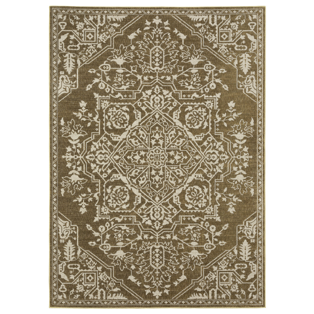 Oriental Weavers Intrigue INT11 Gold Rectangle Indoor Area Rug - Traditional Stain Resistant Low Pile Rug