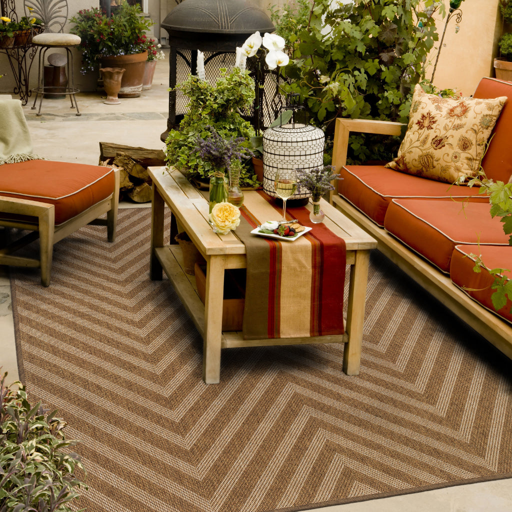 Oriental Weavers Karavia 1330X Tan Rectangle Indoor / Outdoor Area Rug - Stain Resistant Machine Made Patio Rug