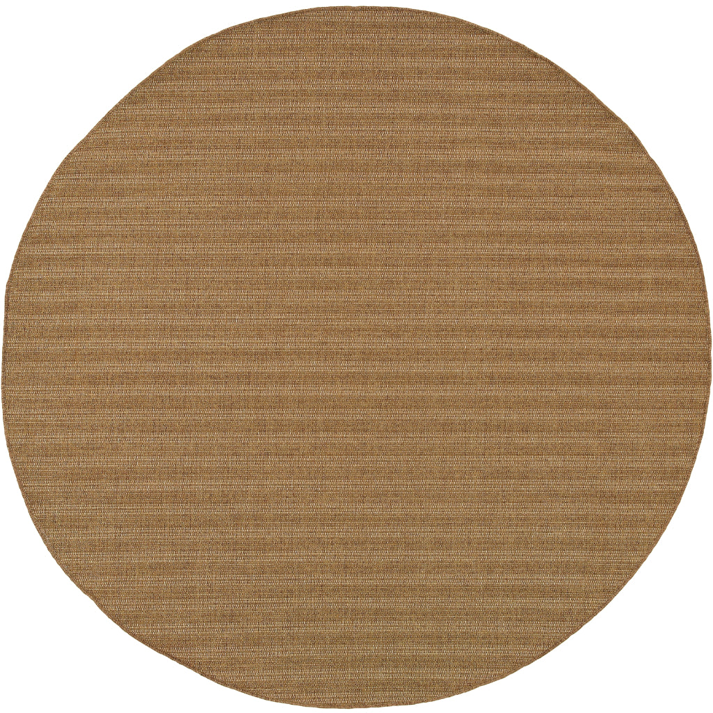 Oriental Weavers Karavia 001X3 Tan Round Indoor / Outdoor Area Rug - Stain Resistant Machine Made Rug for Dining & Living Spaces-