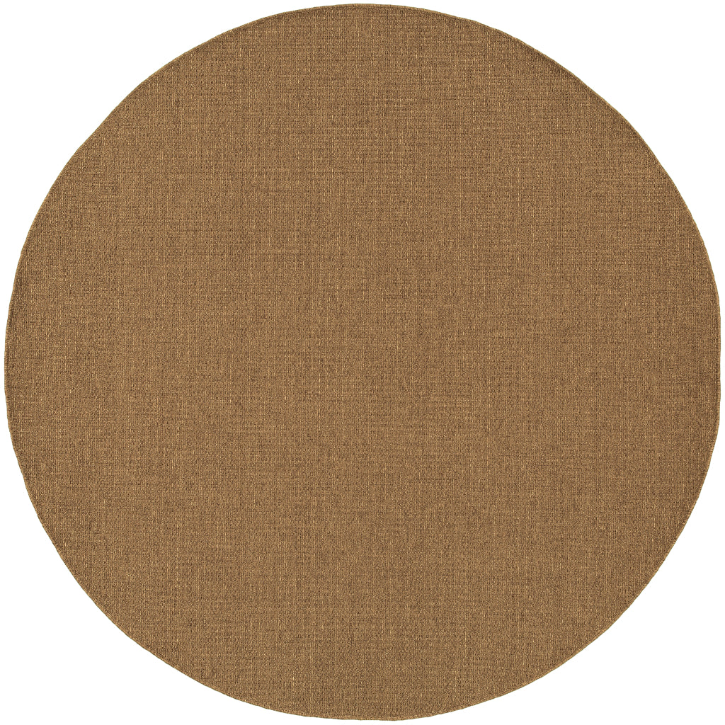 Oriental Weavers Karavia 2061N Tan Round Indoor / Outdoor Area Rug - Stain Resistant Machine Made Rug for Dining &amp; Living Spaces