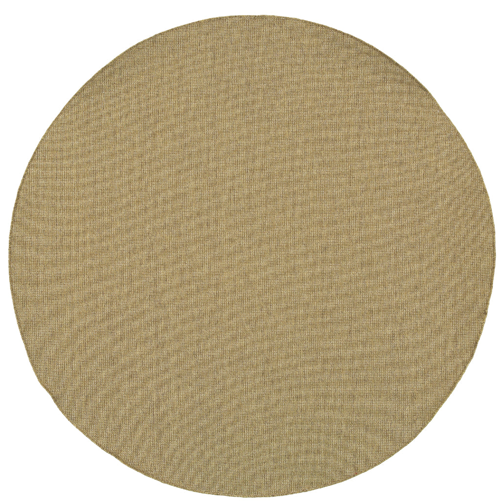 Oriental Weavers Karavia 2068X Tan Round Indoor / Outdoor Area Rug - Stain Resistant Machine Made Rug for Dining & Living Spaces-