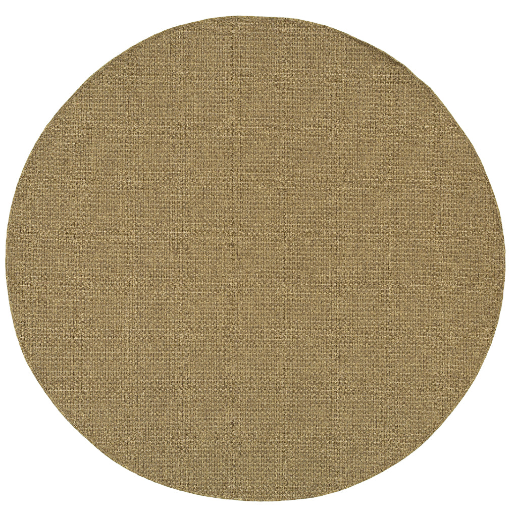 Oriental Weavers Karavia 2160N Tan Round Indoor / Outdoor Area Rug - Stain Resistant Machine Made Rug for Dining & Living Spaces-