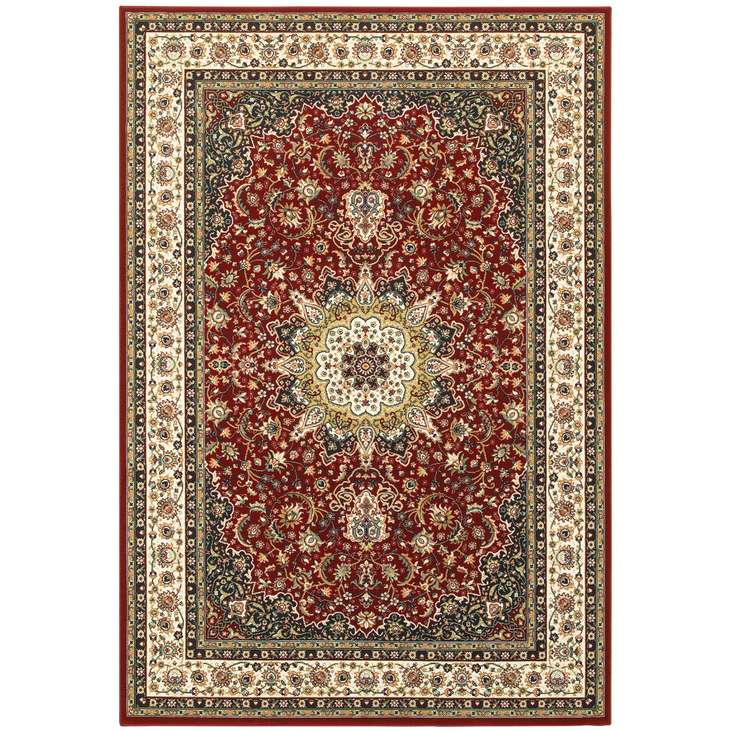 Oriental Weavers Kashan 119N1 Multicolor Rectangle Indoor Area Rug - Luxurious Stain Resistant Persian Style Rug with Medallion Design-
