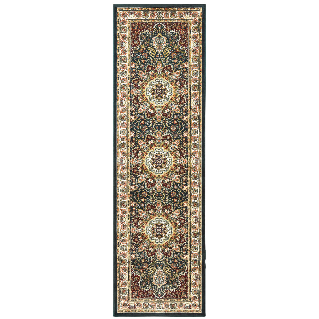 Oriental Weavers Kashan 119W1 Multicolor Rectangle Indoor Runner - Luxurious Stain Resistant Persian Style Rug with Medallion Design