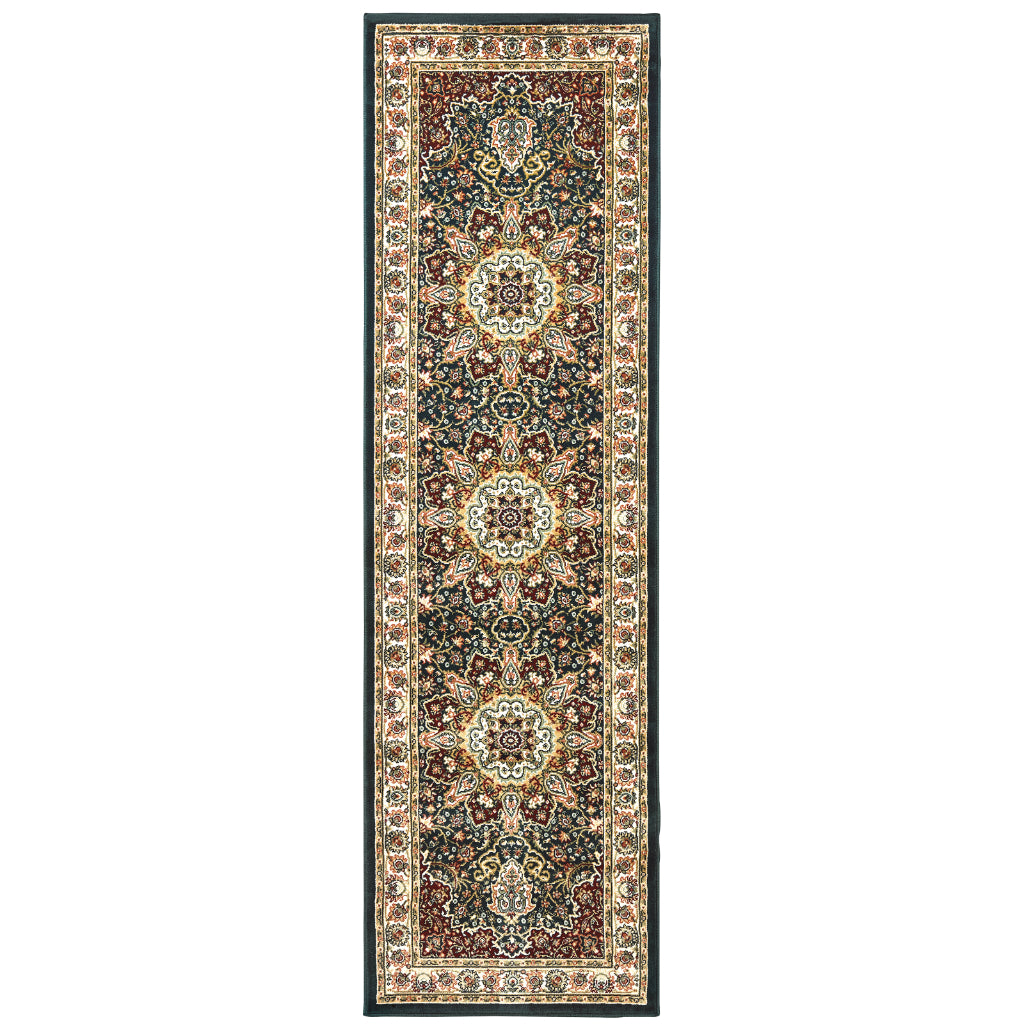 Oriental Weavers Kashan 119U1 Multicolor Rectangle Indoor Runner - Luxurious Stain Resistant Persian Style Rug with Medallion Design-