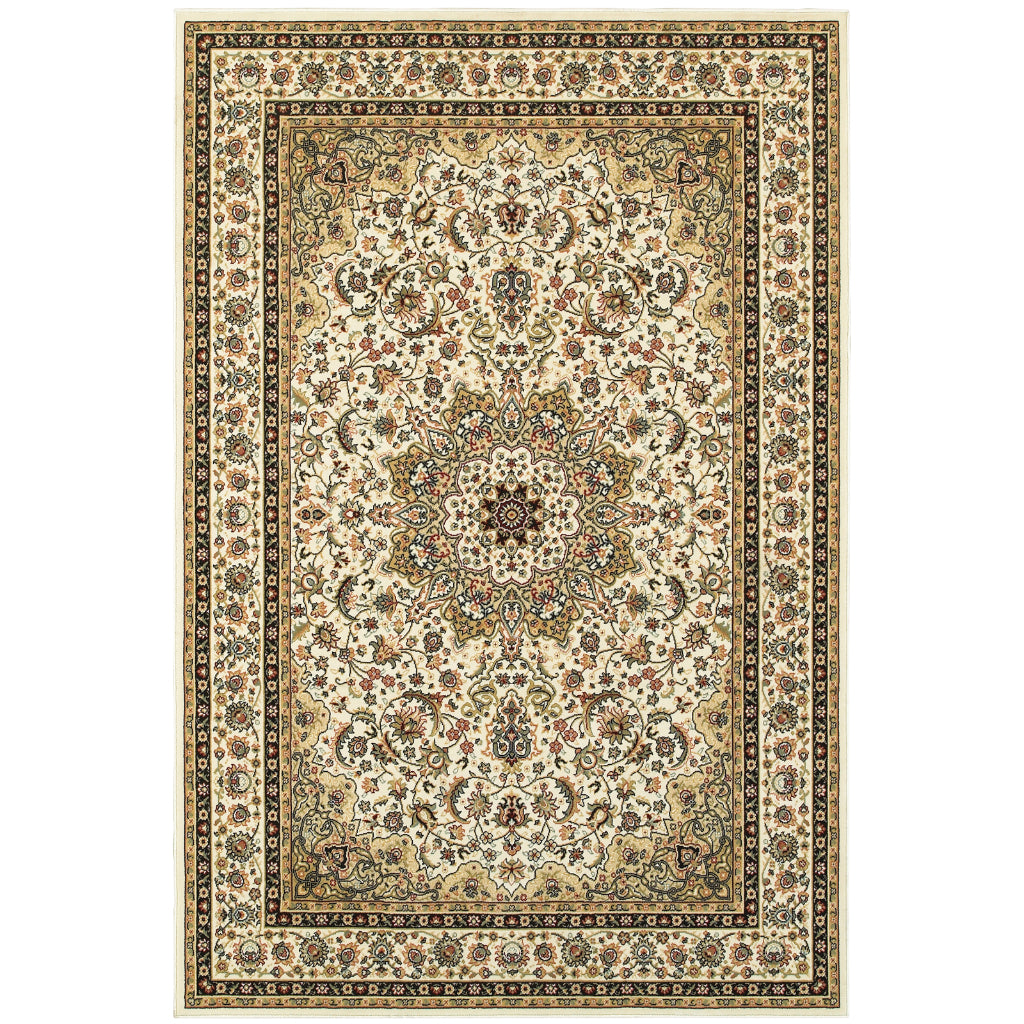 Oriental Weavers Kashan 119W1 Multicolor Rectangle Indoor Area Rug - Luxurious Stain Resistant Persian Style Rug with Medallion Design-