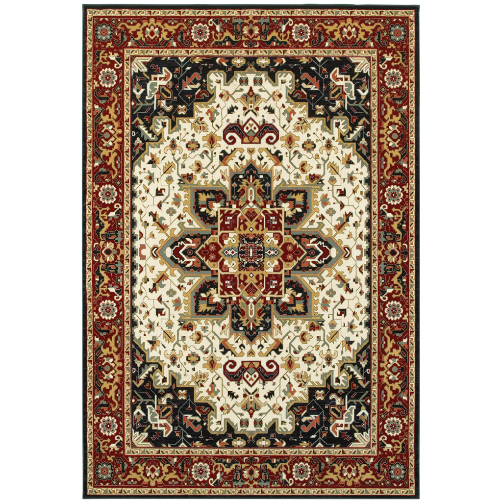 Oriental Weavers Kashan 096W1 Multicolor Rectangle Indoor Area Rug - Luxurious Stain Resistant Persian Style Rug with Medallion Design-