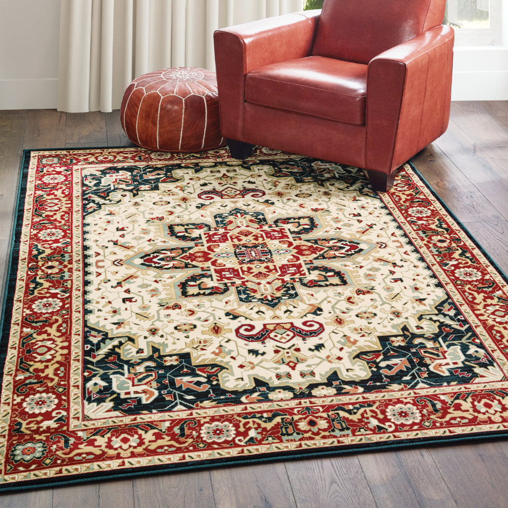 Oriental Weavers Kashan 096W1 Multicolor Rectangle Indoor Area Rug - Luxurious Stain Resistant Persian Style Rug with Medallion Design-