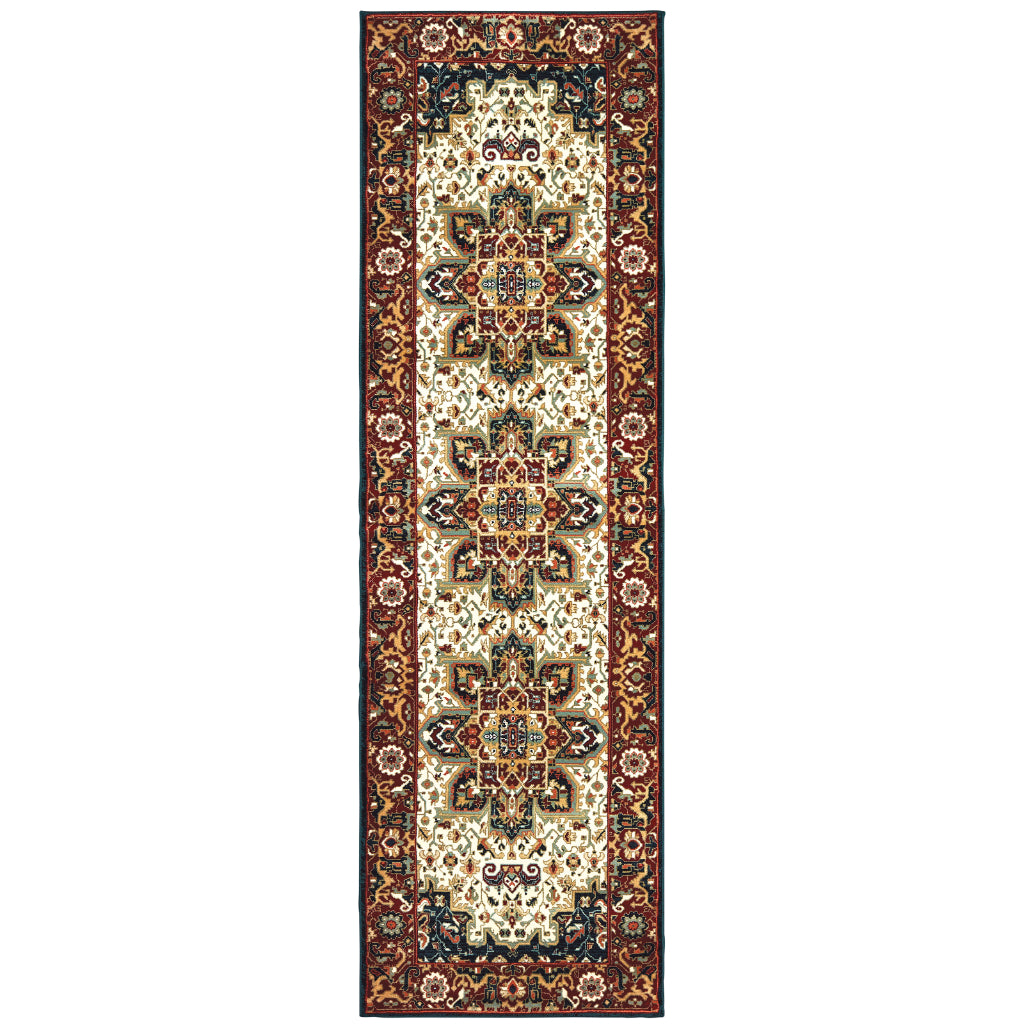 Oriental Weavers Kashan 096W1 Multicolor Rectangle Indoor Runner - Luxurious Stain Resistant Persian Style Rug with Medallion Design-