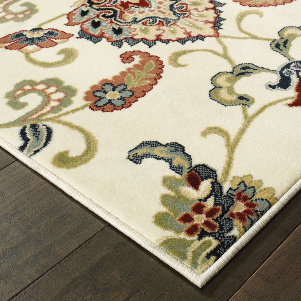 Oriental Weavers Kashan 9946W Multicolor Rectangle Indoor Area Rug - Luxurious Stain Resistant Persian Style Rug with Floral Design
