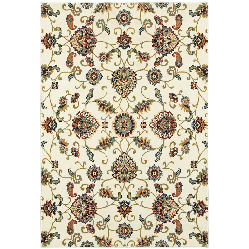 Oriental Weavers Kashan 9946W Multicolor Rectangle Indoor Area Rug - Luxurious Stain Resistant Persian Style Rug with Floral Design