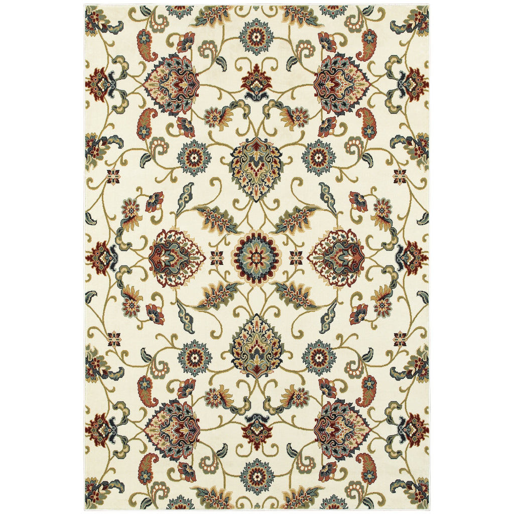 Oriental Weavers Kashan 9946W Multicolor Rectangle Indoor Area Rug - Luxurious Stain Resistant Persian Style Rug with Floral Design-