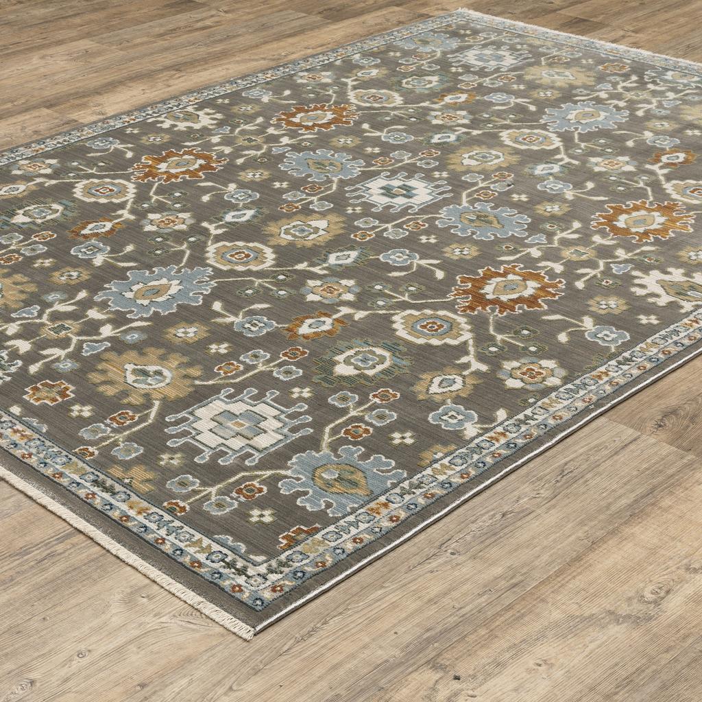 Oriental Weavers Keira KEI01 Grey Rectangle Indoor Area Rug Floral Pattern-