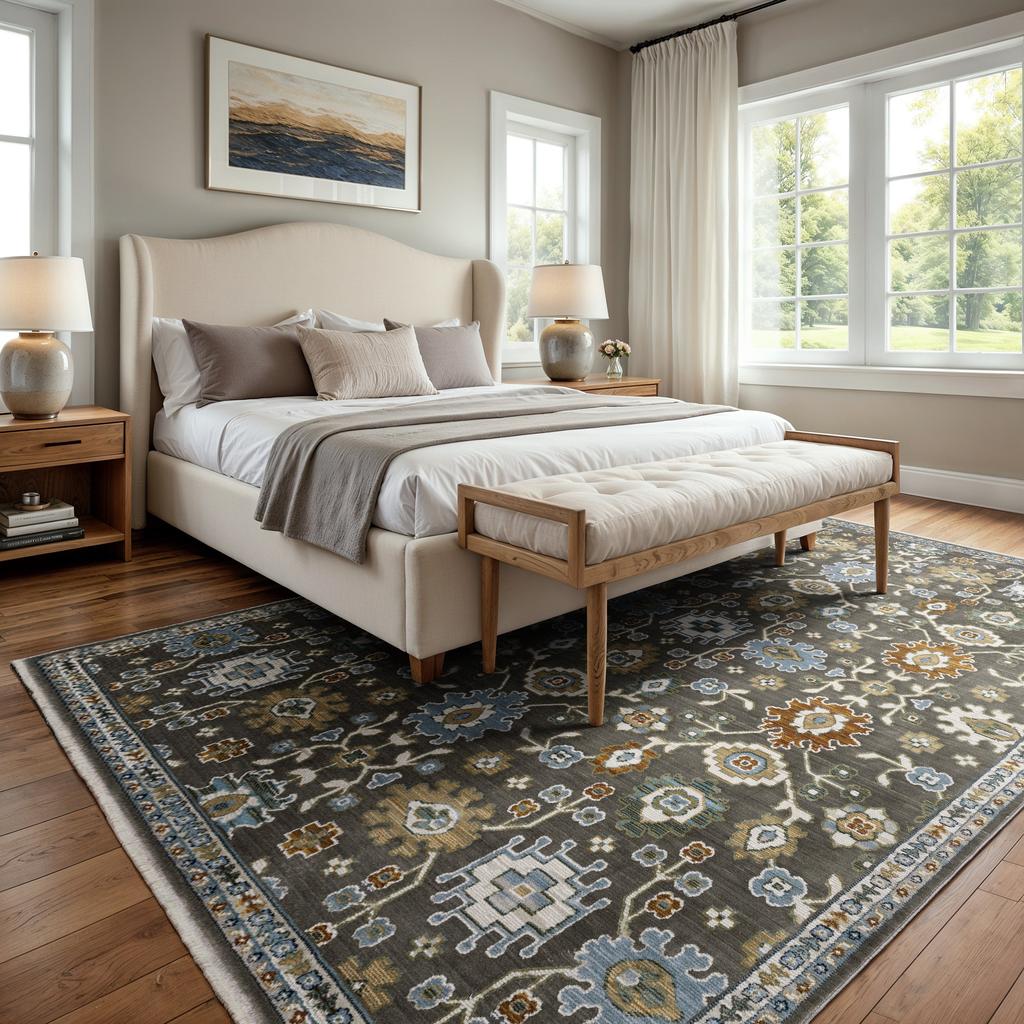 Oriental Weavers Keira KEI01 Grey Rectangle Indoor Area Rug Floral Pattern-