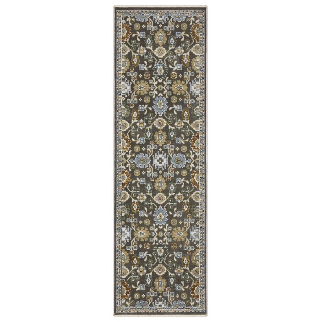 Oriental Weavers Keira KEI01 Grey Rectangle Indoor Runner Floral Pattern-