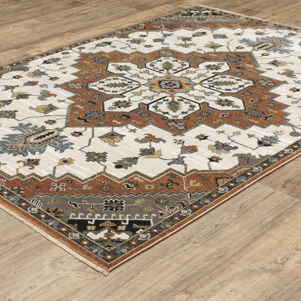 Oriental Weavers Keira KEI03 Rust Rectangle Indoor Area Rug Medallion Pattern-