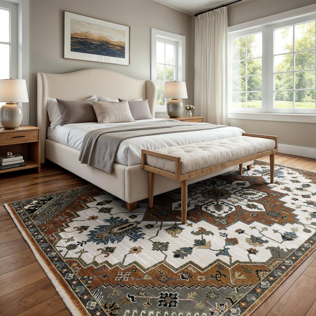 Oriental Weavers Keira KEI03 Rust Rectangle Indoor Area Rug Medallion Pattern-