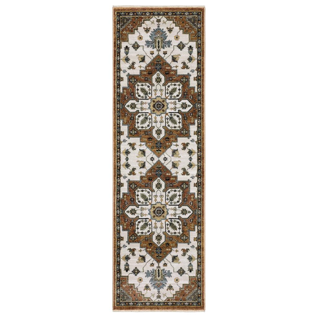 Oriental Weavers Keira KEI03 Rust Rectangle Indoor Runner Medallion Pattern-